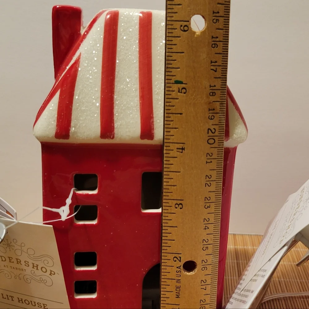 Red White House Target Wondershop 2025 Christmas Ceramic House Village Lit